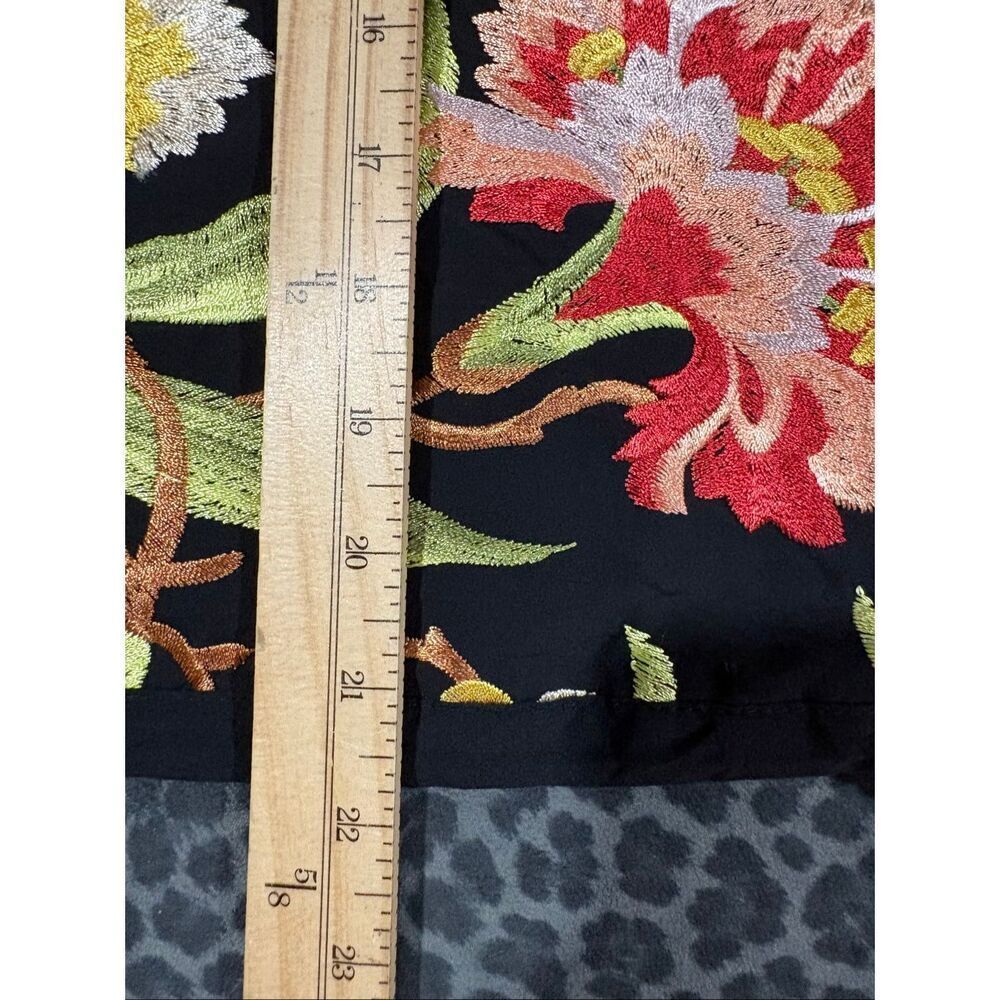 Anthropologie Tiny XS Embroidered Floral Blouse Black Mock Neck Boho Cottagecore - Picture 10 of 11